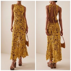 NEW Ulla Johnson YAEL YEAL Yellow Cotton Crochet Dress PETITE XS $2250